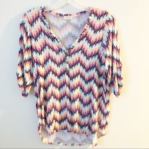PIXLEY‎ FUN TRIBAL STYLE ZIGZAG STRIPE TOP M